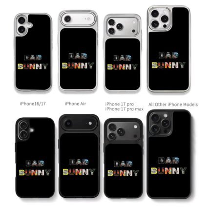 BAD BUNNY collage letter art Chris Brown Phone Case Black Electroplated Silver For Iphone 11 To 17