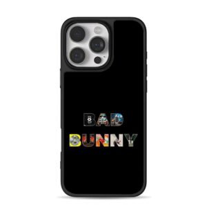 BAD BUNNY collage letter art iPhone 16 Pro Max Black Case