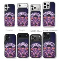 Bad Bunny collage purple text Chris Brown Phone Case Black Electroplated Silver For Iphone 11 To 17