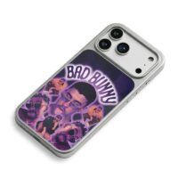 Bad Bunny collage purple text iPhone 17 Pro Max Electroplated Silver Case2