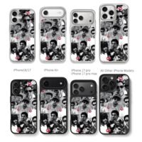 Bad Bunny collage red lips Chris Brown Phone Case Black Electroplated Silver For Iphone 11 To 17