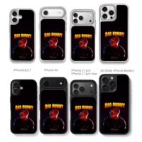 Bad Bunny flame text X100pre Chris Brown Phone Case Black Electroplated Silver For Iphone 11 To 17