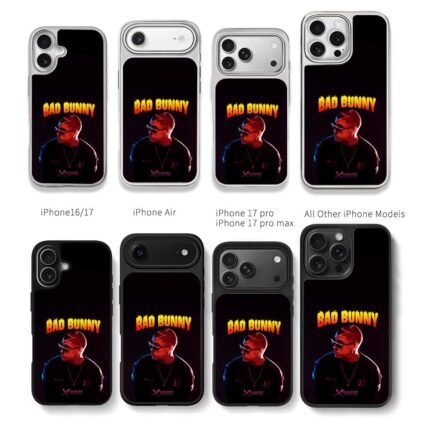 Bad Bunny flame text X100pre Chris Brown Phone Case Black Electroplated Silver For Iphone 11 To 17