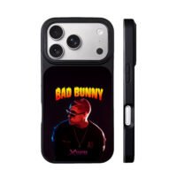 Bad Bunny flame text X100pre iPhone 17 Pro Max Black Case
