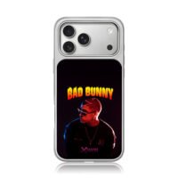 Bad Bunny flame text X100pre iPhone 17 Pro Max Electroplated Silver Case1