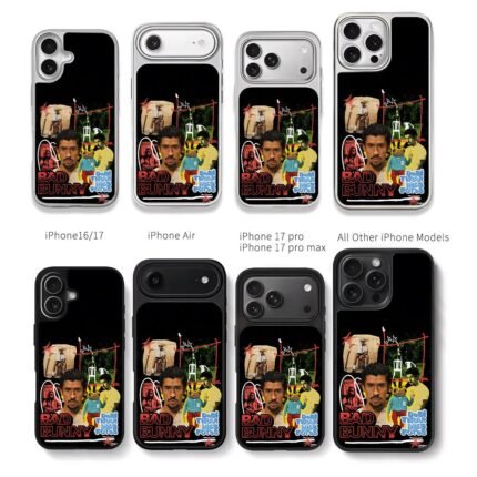 Bad Bunny frog collage art Chris Brown Phone Case Black Electroplated Silver For Iphone 11 To 17