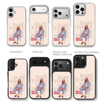 Bad Bunny in suit and ushanka Chris Brown Phone Case Black Electroplated Silver For Iphone 11 To 17