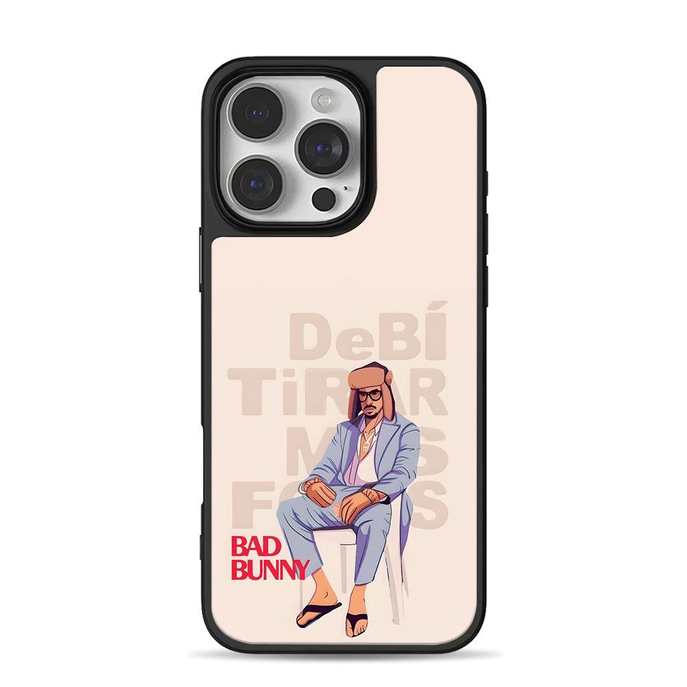 Bad Bunny in suit and ushanka iPhone 16 Pro Max Black Case Bad Bunny in suit and ushanka iPhone 16 Pro Max Black Case