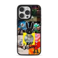 Bad Bunny logo album collage iPhone 16 Pro Max Black Case