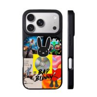 Bad Bunny logo album collage iPhone 17 Pro Max Black Case