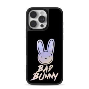 Bad Bunny logo and BAD BUNNY text iPhone 16 Pro Max Black Case