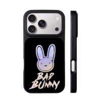 Bad Bunny logo and BAD BUNNY text iPhone 17 Pro Max Black Case