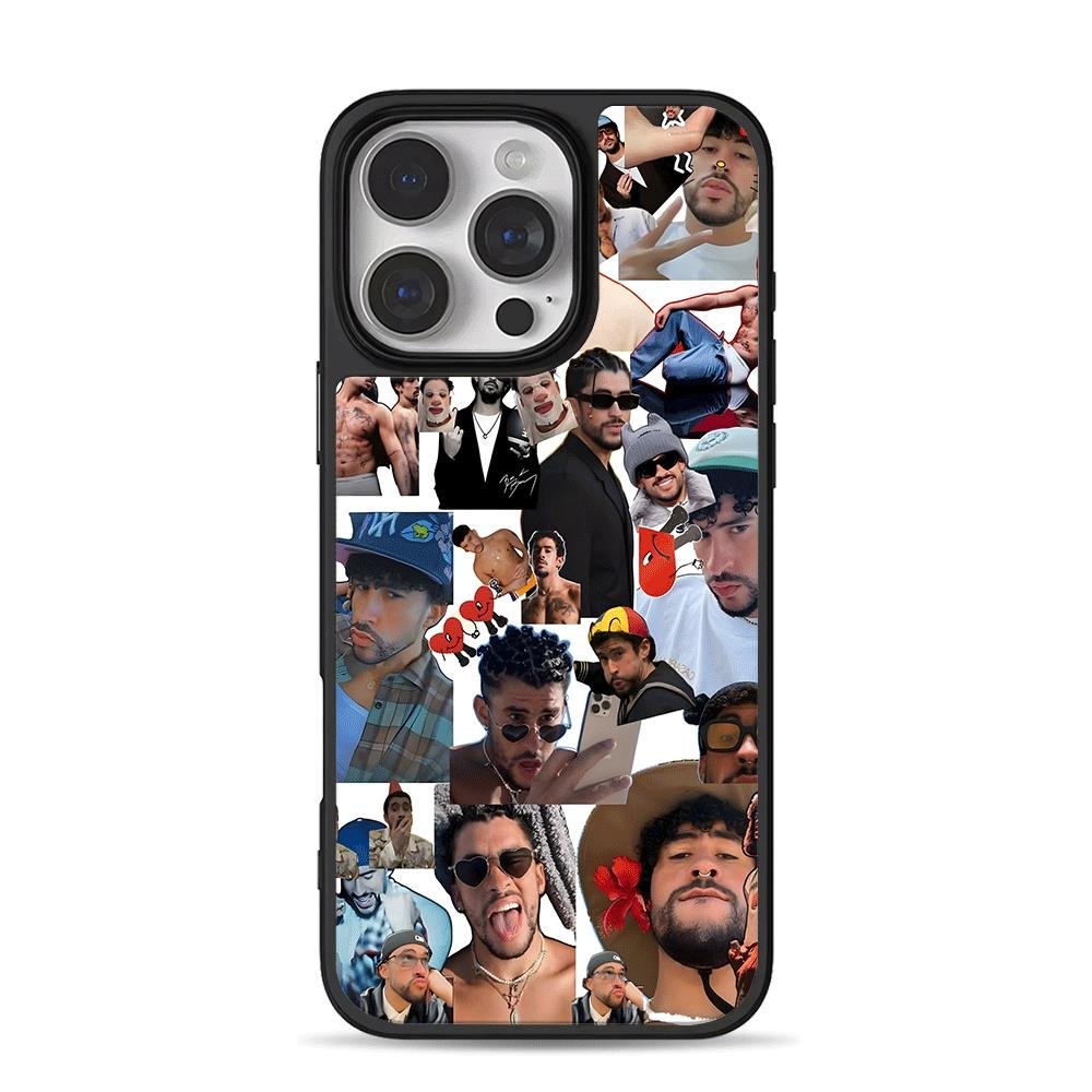 Bad Bunny multi photo collage iPhone 16 Pro Max Black Case Bad Bunny multi photo collage iPhone 16 Pro Max Black Case