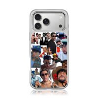 Bad Bunny multi photo collage iPhone 17 Pro Max Electroplated Silver Case1