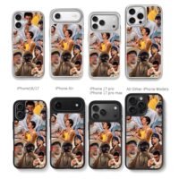 Bad Bunny multi pose collage Chris Brown Phone Case Black Electroplated Silver For Iphone 11 To 17