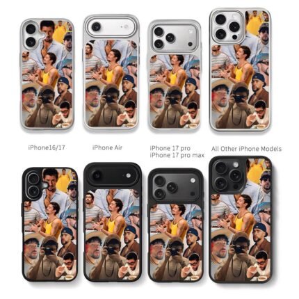 Bad Bunny multi pose collage Chris Brown Phone Case Black Electroplated Silver For Iphone 11 To 17
