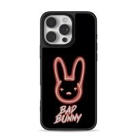 Bad bunny neon head logo and text iPhone 16 Pro Max Black Case