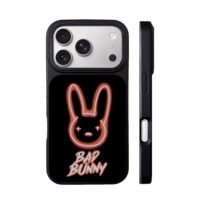 Bad bunny neon head logo and text iPhone 17 Pro Max Black Case