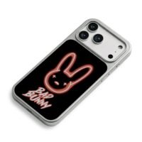Bad bunny neon head logo and text iPhone 17 Pro Max Electroplated Silver Case2