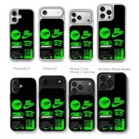 Bad Bunny Nike Spotify neon prints Chris Brown Phone Case Black Electroplated Silver For Iphone 11 To 17