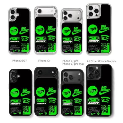 Bad Bunny Nike Spotify neon prints Chris Brown Phone Case Black Electroplated Silver For Iphone 11 To 17