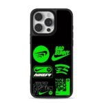 Bad Bunny Nike Spotify neon prints iPhone 16 Pro Max Black Case