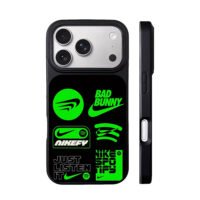 Bad Bunny Nike Spotify neon prints iPhone 17 Pro Max Black Case
