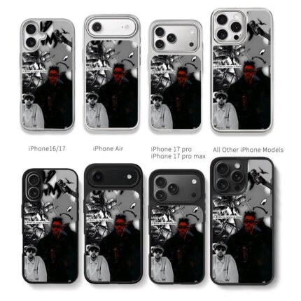 Bad Bunny palm music collage Chris Brown Phone Case Black Electroplated Silver For Iphone 11 To 17