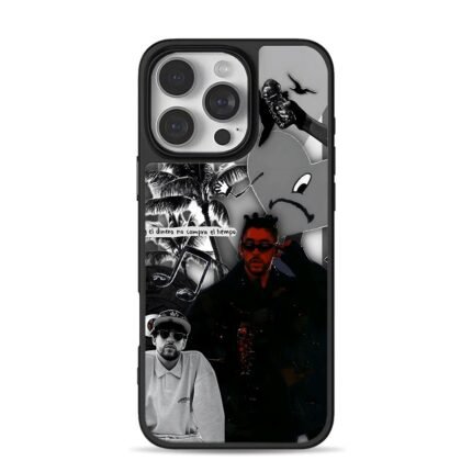 Bad Bunny palm music collage iPhone 16 Pro Max Black Case