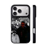 Bad Bunny palm music collage iPhone 17 Pro Max Black Case