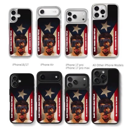 Bad Bunny PR flag camera face Chris Brown Phone Case Black Electroplated Silver For Iphone 11 To 17