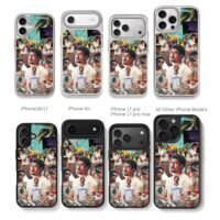 Bad Bunny Puerto Rico collage Chris Brown Phone Case Black Electroplated Silver For Iphone 11 To 17