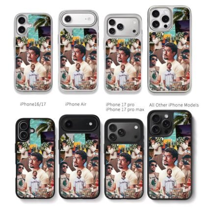 Bad Bunny Puerto Rico collage Chris Brown Phone Case Black Electroplated Silver For Iphone 11 To 17