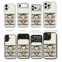 Bad Bunny rainbow heart shades Chris Brown Phone Case Black Electroplated Silver For Iphone 11 To 17