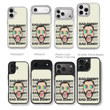 Bad Bunny rainbow heart shades Chris Brown Phone Case Black Electroplated Silver For Iphone 11 To 17