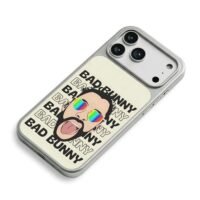 Bad Bunny rainbow heart shades iPhone 17 Pro Max Electroplated Silver Case2