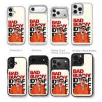Bad Bunny red black text art Chris Brown Phone Case Black Electroplated Silver For Iphone 11 To 17