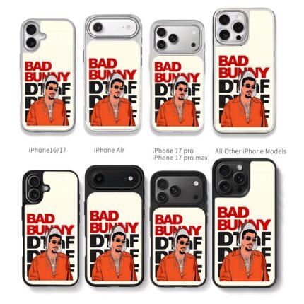 Bad Bunny red black text art Chris Brown Phone Case Black Electroplated Silver For Iphone 11 To 17