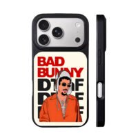 Bad Bunny red black text art iPhone 17 Pro Max Black Case