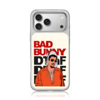 Bad Bunny red black text art iPhone 17 Pro Max Electroplated Silver Case1