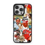 Bad Bunny red heart stickers iPhone 16 Pro Max Black Case