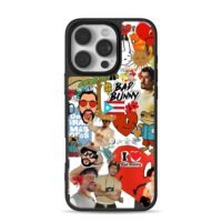 Bad Bunny red heart stickers iPhone 16 Pro Max Black Case