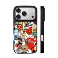 Bad Bunny red heart stickers iPhone 17 Pro Max Black Case