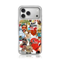 Bad Bunny red heart stickers iPhone 17 Pro Max Electroplated Silver Case1