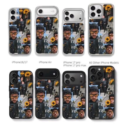 Bad Bunny sunflower collage Chris Brown Phone Case Black Electroplated Silver For Iphone 11 To 17