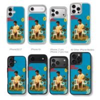 Bad Bunny tropical chair print Chris Brown Phone Case Black Electroplated Silver For Iphone 11 To 17