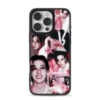 Bang Chan pink photo collage iPhone 16 Pro Max Black Case