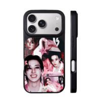 Bang Chan pink photo collage iPhone 17 Pro Max Black Case
