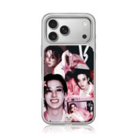 Bang Chan pink photo collage iPhone 17 Pro Max Electroplated Silver Case1