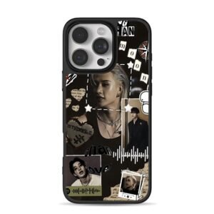 Bang Chan SKZ retro music collage iPhone 16 Pro Max Black Case